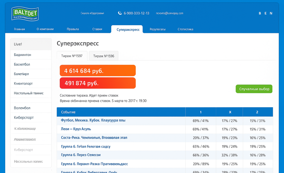 Балтбет Суперэкспресс: тиражи, результаты