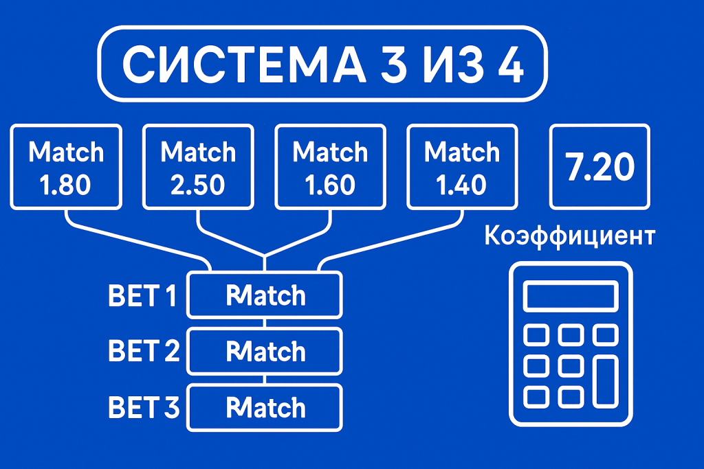 Ставка система 3 из 4: расчет и пример расчета в ставках на спорт