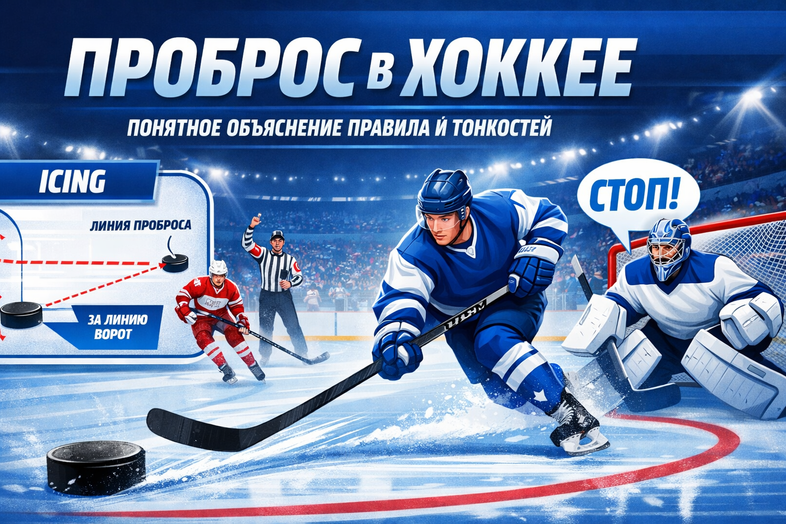Проброс в хоккее: понятное объяснение правила и его тонкостей