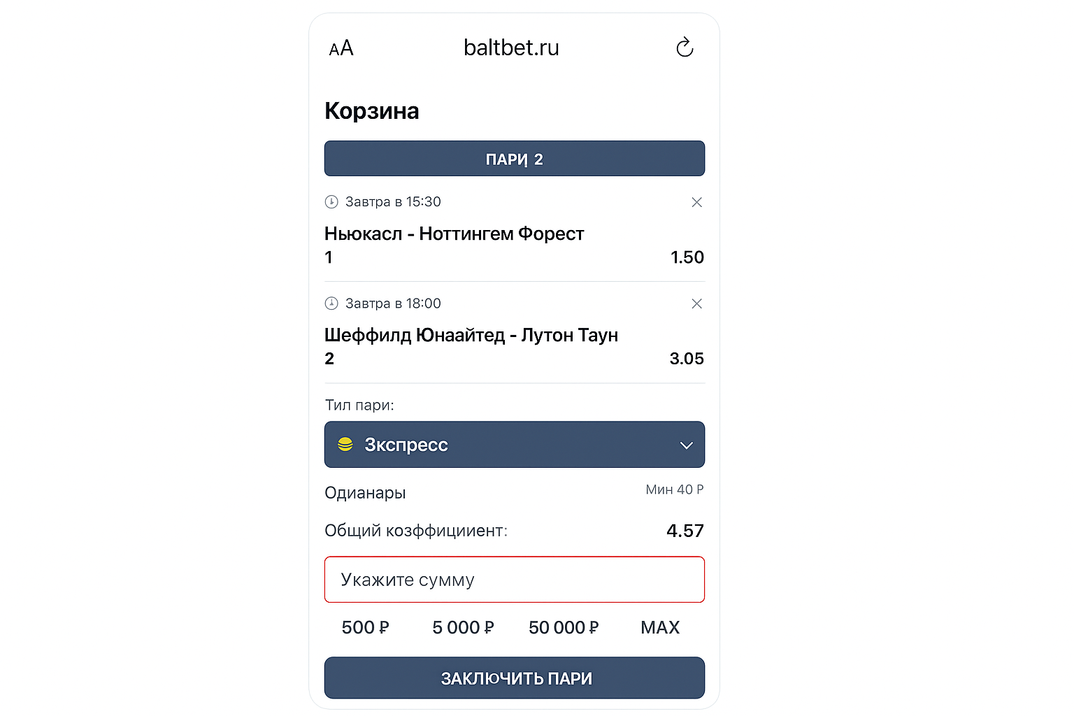 Экспресс в БК Baltbet: как ставить пари Экспресс в БК Baltbet: как ставить пари
