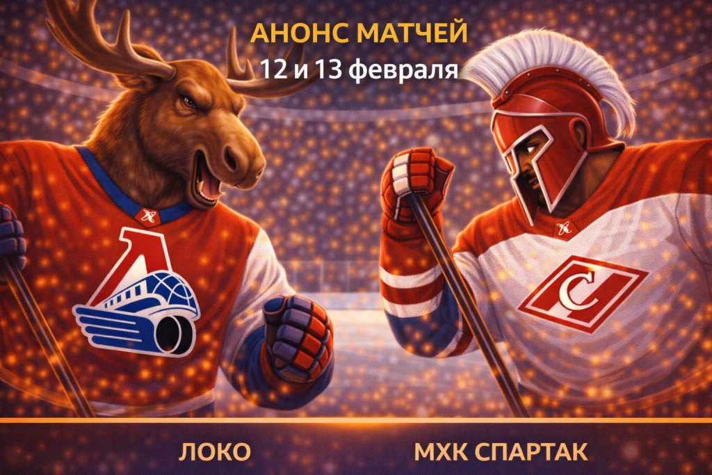 Локо – МХК Спартак: анонс матчей 12 и 13 февраля